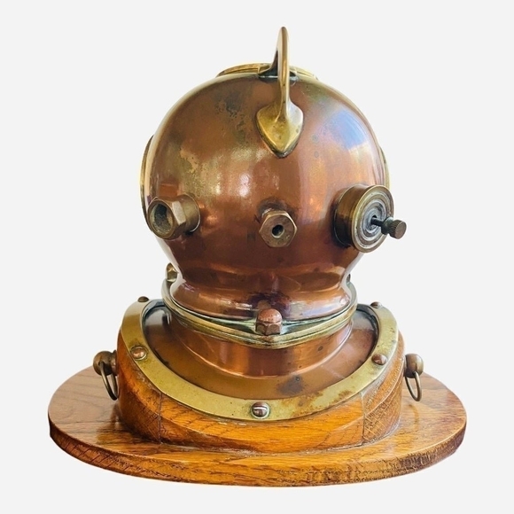 Antique Clock Brass Copper Diving Helmet Maritime Quartz Clock US Navy Clock - Picture 6 of 7